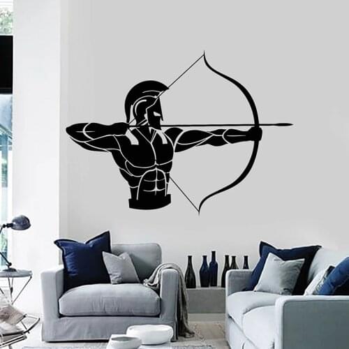 Retro Wall Decal Ancient Greece Warrior Archer Hunting Door Window Vinyl Sticker Teens Bedroom Living Room Home Decor Mural E449
