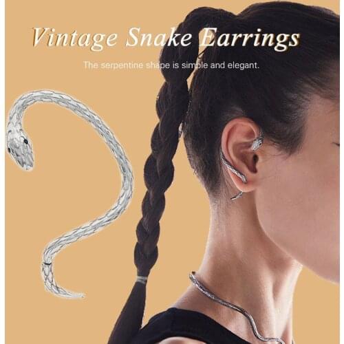 Fashion Dragon Ear Clip Cartilage Piercing Stud Jewelry Punk Style Winding Snake-shaped Earrings Couple Earrings Temperament