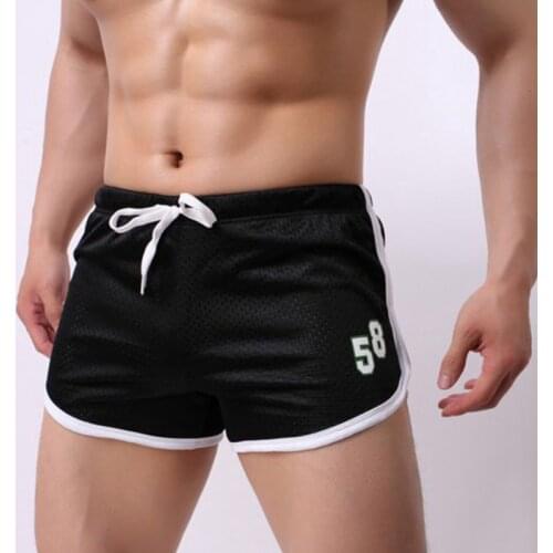 Mens Shorts Running Training Boxers Waist Ribbon Simple Style Summer Beach Shorts Solid Color with Colorful Edging Underwears