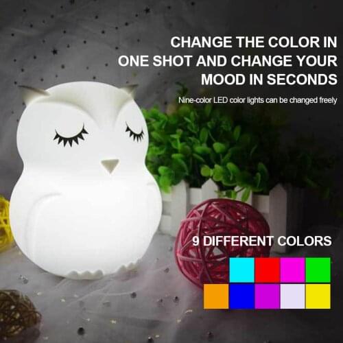 Owl Night Light Remote Control Touch Sensor Dimmable Timer Rechargeable LED Lights Bedside Night Lamp for Children Kids Baby