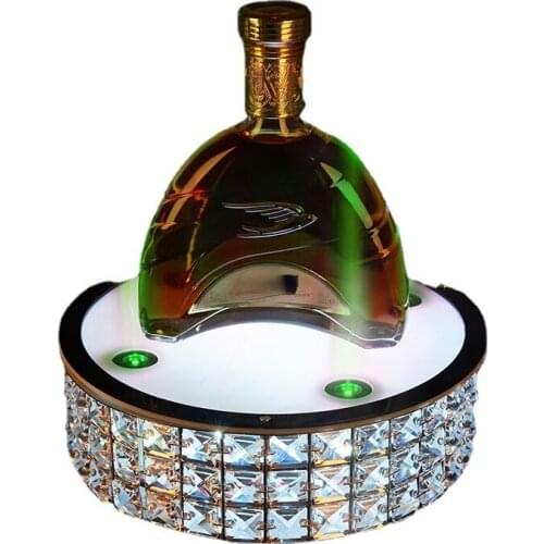 LED Wine Bottle Racks Round Crystal Stand Bottle Glorifier Holder for Bar