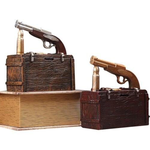 CREATIVE VINTAGE RESIN CRAFTS RETRO PISTOL MODEL RESIN HANDICRAFTS GUN BULLET MODEL FIGURINES HOME DECOR LIVING ROOM DESK GIFTS