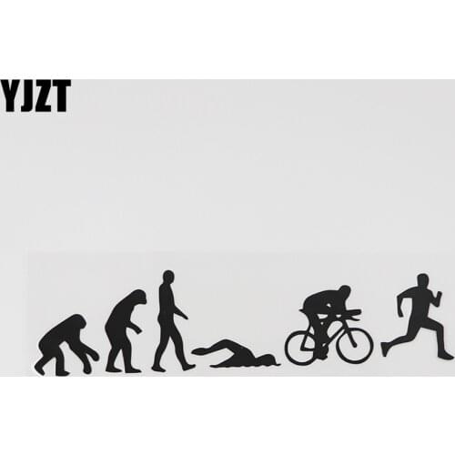 YJZT 17.1CMX4.2CM Triathlon Evolution Running Swimming Cycling Vinyl Car Sticker Black/Silver 8A-0753