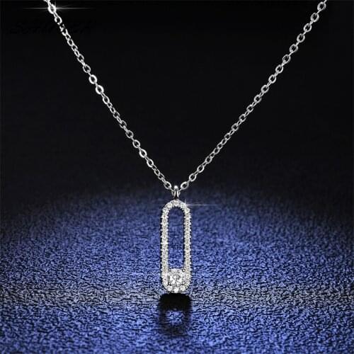 Women Creative 925 Sterling Silver Pass Diamond Tester Brilliant Cut 0.1 Carat D Color Moissanite Cute Pin Pendant Necklace Gift