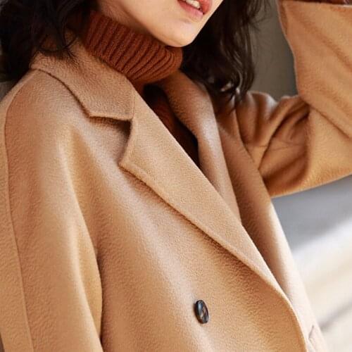 Winter Vintage Wool Coat Women Double Sided Long Jacket Elegant Windbreaker Abrigos Mujer Invierno 2020 7223 YY688