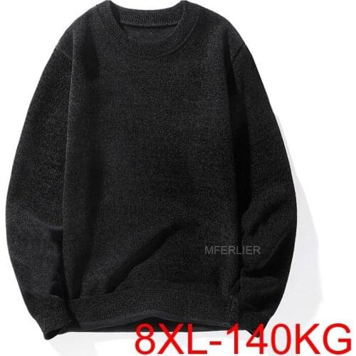 Winter Sweater Men 8XL Bust 142cm 5XL 6XL 7XL Warm with Fleece Plus Size Sweaters