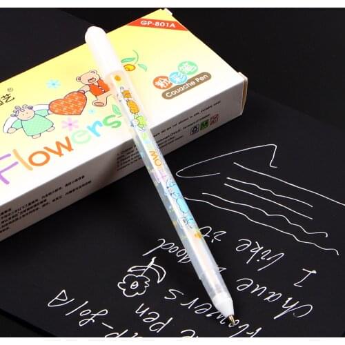 0.8mm White Ink Color Photo Album Gel Pen Stationery Office Learning Cute Pen Unisex Pen Gift For Kids Gp801 Normal