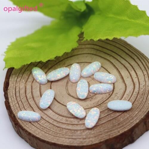 20pcs/lot)Free Shipping white fire 5*10mm Oval Cabochon Opal Synthetic Opal Oval Cabochon with high quanlity for Body jewelry