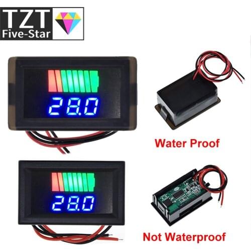 Car Battery Charge Level Indicator 12V-60V Lithium Battery Capacity Meter Tester Blue Display LED Tester Voltmeter Waterproof
