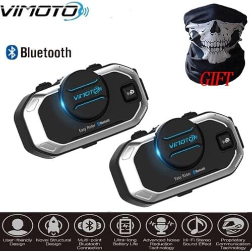 Vimoto V8 Motorbike BT Interphone Motorcycle Bluetooth Helmet Intercom Stereo Headset for Cell Phone GPS 2 Way Radios Easy Ride
