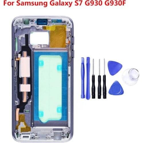 For Samsung Galaxy S7 G930F S7 edge G935F Middle Plate Frame Housing Bezel Chassis with Free Tools 1pcs