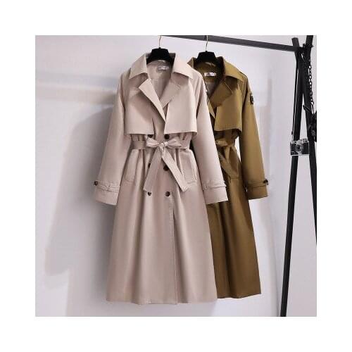 Elegant Women Lace Up Waist Casual Solid Office Lady Overcoat Long Sleeve Windbreaker Female Trench 2021 Autumn Winter New