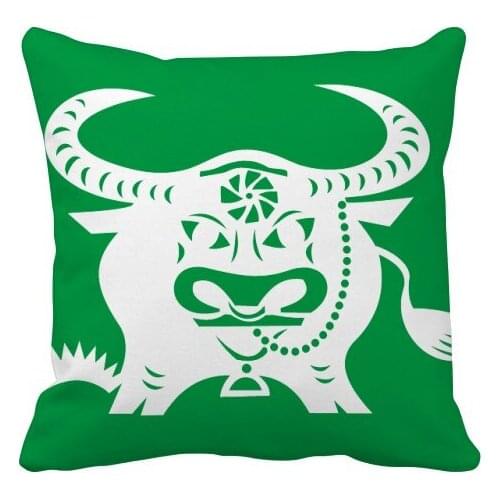 Year Of Ox Animal China Zodiac Pattern Throw Pillow Square Cover