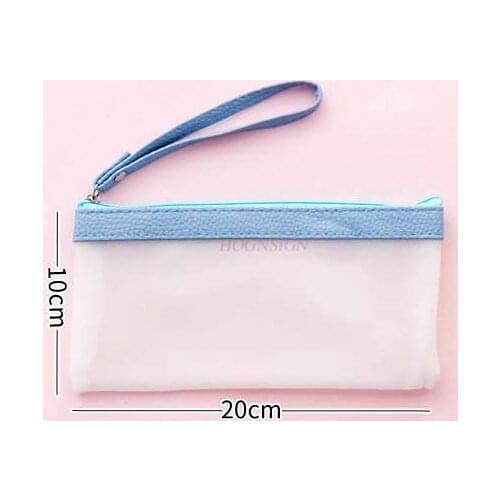 Creative small fresh pencil case translucent frosted pencil case candy color large capacity simple girl stationery bag