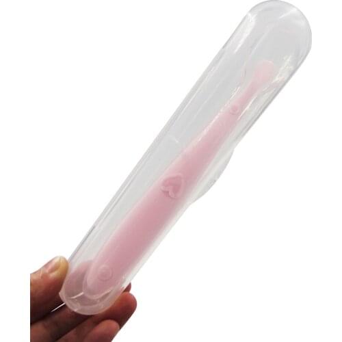 Baby Feeding Spoon Soft Food Grade Silicone Infant Training Spoons with Box(Green)