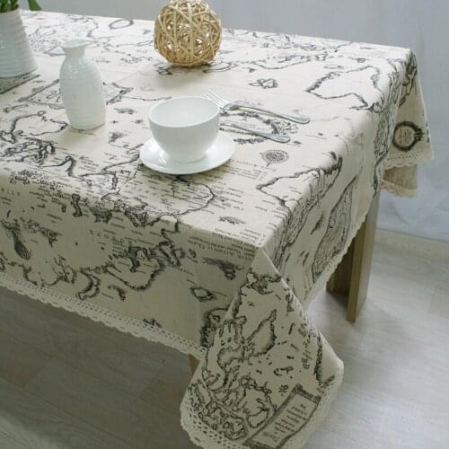 Map Design Multifunctional Table Cloth Fashion Rectangle Dining Desk Table Cover for Home Kitchen Decoration 140x250cm 60x60cm