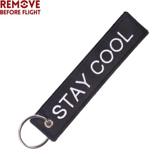 Fashion Keychain for Friends Different Sides STAY COOL AWESOME EVERYDAY Motorcycles Key Chains Red Embroidery Key Chain Gifts