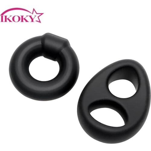 IKOKY Delay Ejaculation Sex Toys For Men Male Penis Ring Adult Products Cock Ring Soft Flexible Silicone Cockring Masturbation
