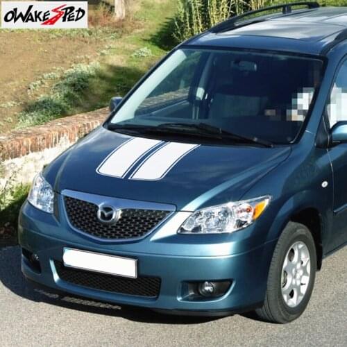 Racing Sport Stripes Car Bonnet Hood Sticker For Mazda 8 MPV Auto Engine Cover Decor Vinyl Decals Exterior Accessories