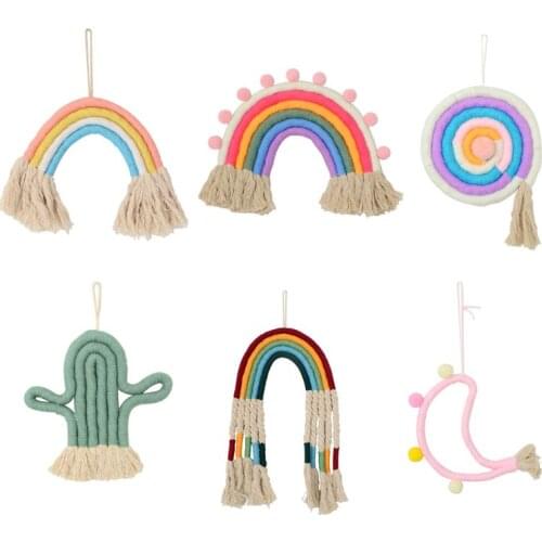 New Rainbow Wall Hanging Ornaments Hand-woven Macrame Tapestry Kids Room Decorations