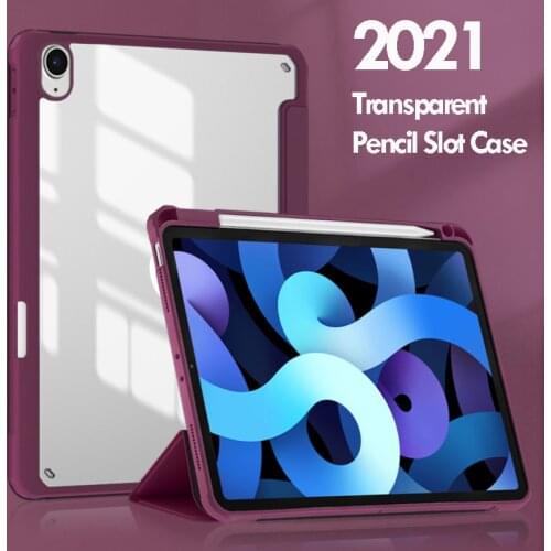 2021 NEW Case for iPad Pro 11 2021 2020 Hard Clear PC Cover for iPad Air 4 7th 8th 10.2 inch Pencil Slot Case Shockproof Funda