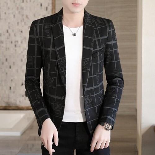 2021 new mens spring autumn suit jacket business casual printing suit mens fashion slim wedding banquet jacket Blazers male