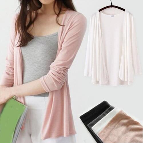 Shade jacket Women Clothing Solid Color Knitted Women Long Sleeve Thin Blouse plus size Riding Outdoor shirt ropa mujer