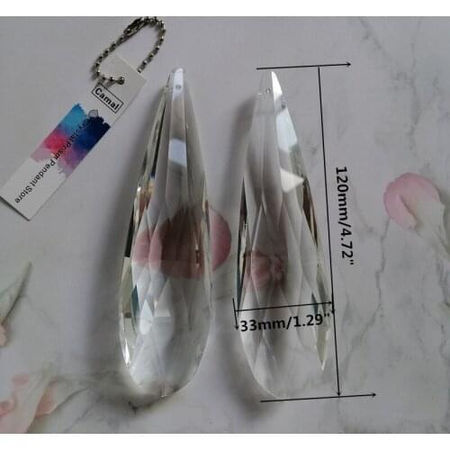 Camal 5pcs 120mm (1 hole) Clear Faceted Long Drop Crystal Pendant Lamp Prisms Chandelier Suncatcher Lighting Parts Hanging DIY