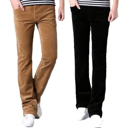 Casual pants for Men 2020 New Modis Mens Black Corduroy Casual Pants Fashion Classic Design Flare Pants