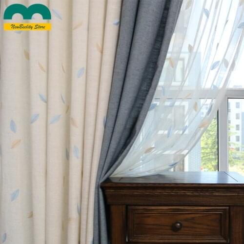Nordic High Level Embroidery Curtains Stitching Blackout Curtains for Living Dining Room Bedroom Customized Drapes