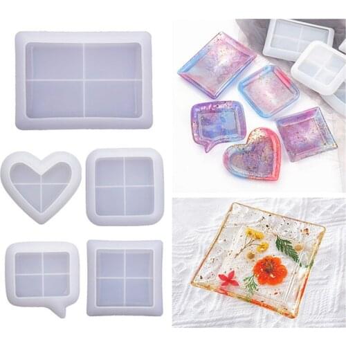 Multi Shape Plate Dish Silicone Molds Crystal Resin Coaster Tray Modeling DIY Handmade Craft Making