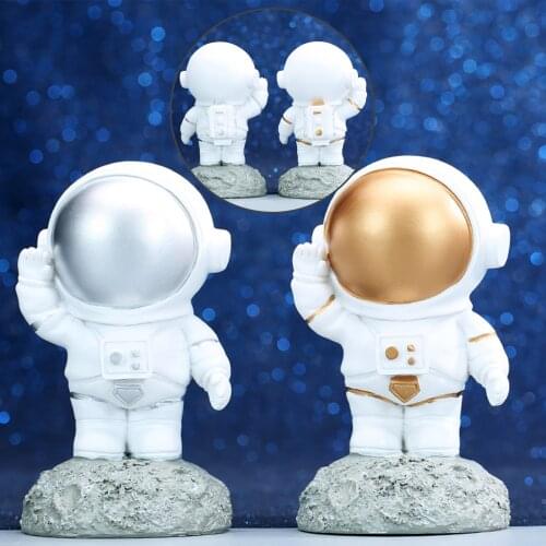 Resin Astronaut Figurines Fashion Spaceman With Moon Sculpture Decorative Miniatures Cosmonaut Statues Gift Nordic Home Decor