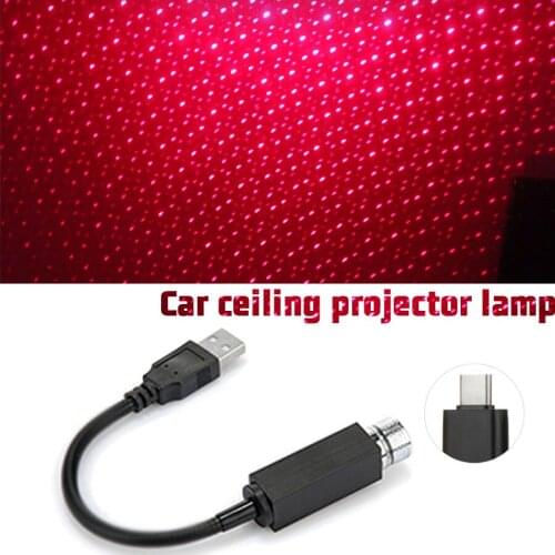 Car Roof Star Projector Light Mini LED Night Lights Interior Ambient Atmosphere with USB Plug Type-c Connector