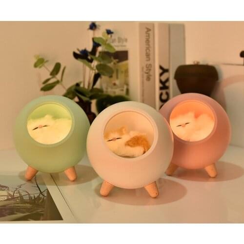 3 Colors Cat ABS LED Touch Sensor Light Cute Night Lamp Children Bedroom Beside Table Light TA062