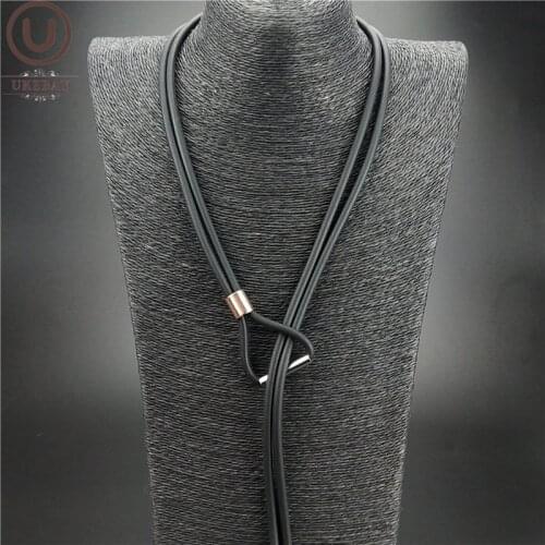 UKEBAY New Handmade Design Simple Necklaces Women Long Pendant Necklace Adjustable Chain Rubber Jewelry Clothing Accessories