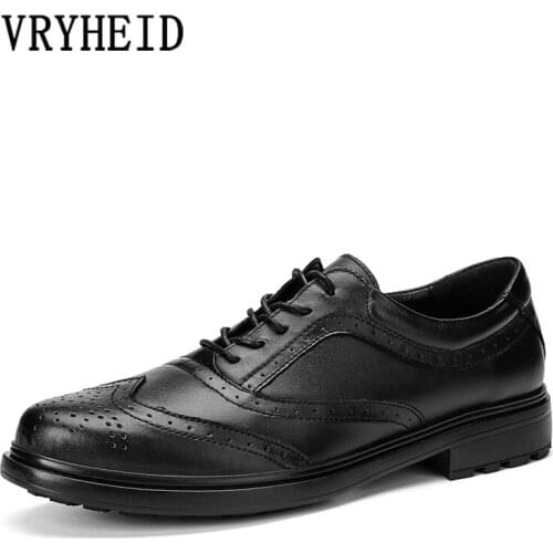 VRYHEID 2020 Mens Dress Shoes Genuine Leather High Quality Casual Brogue Cow Leather Formal Shoes Men Fashion Oxfords Shoes 48