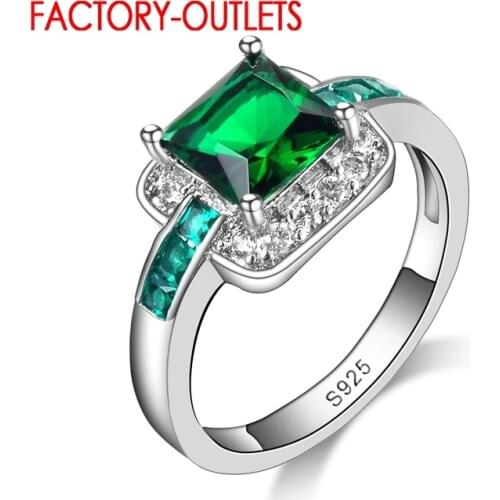 Green CZ Crystal 925 Women Rings Elgant Fashon Engagement Wedding Rings For Female Bijoux