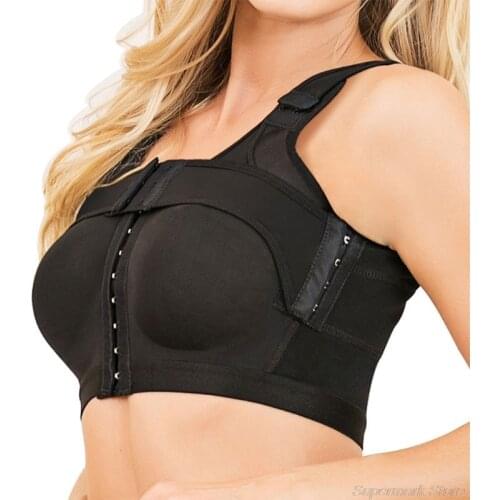 Women Front Closure Bra Post-Surgery Shaper Underwear Compression Posture Corrector Crop Top with Breast Support Band M10 21