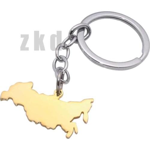 Zkd Russian Federation map stainless steel key chain key ring, country map Russia jewelry