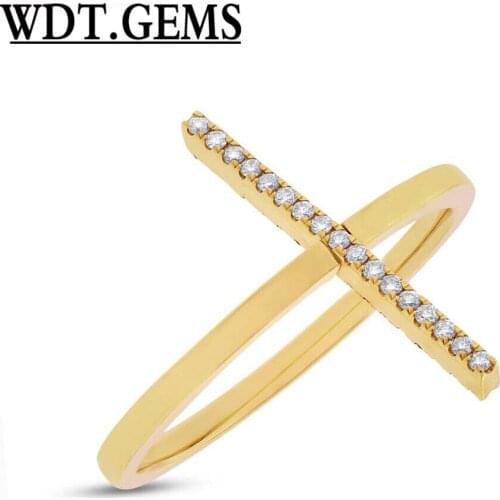 0.15CT 10K Yellow Gold Reversible Champagne White Diamond Bar Ring Cocktail