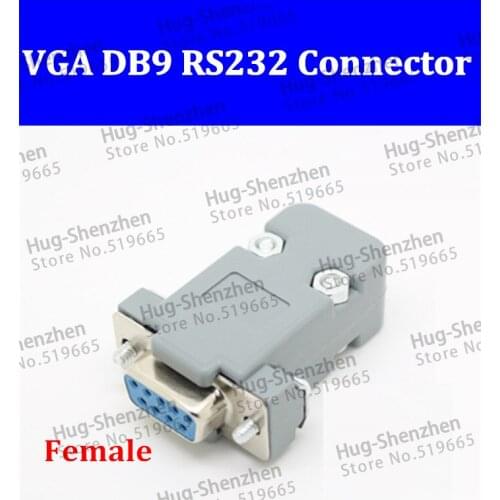 10pcs VGA DB9 RS232 9-core serial straight female VGA Connector,housing shell set