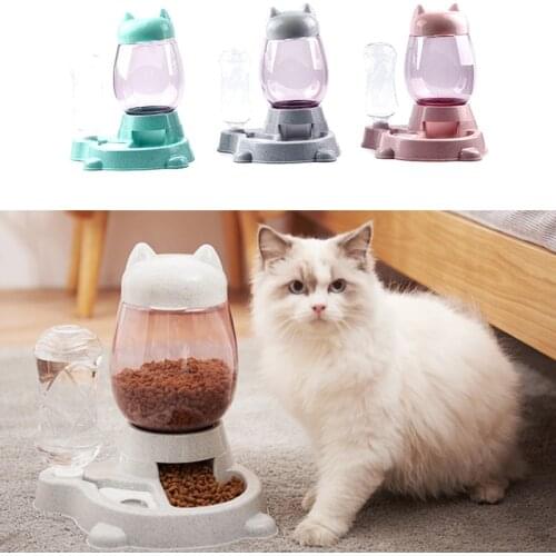 2.2L Pet Dog Automatic Feeder Bowl for Dogs Cat Drinking Water 528ml Bottle Kitten Bowls Slow Food Feeding Container Supplies