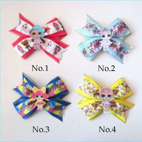200 BLESSING Girl 4.5" Two Tone Wing Hair Bow Clip Joyful Doll Rainbow Baby