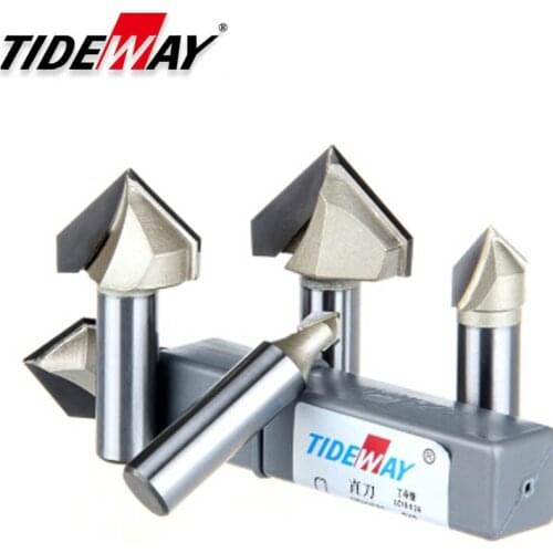 TideWay V Type 3D Woodworking Milling Cutter PVC Acrylic Edge Chamfering Engraving Tool Trimming Tool V Type Knife 1/4*1/4