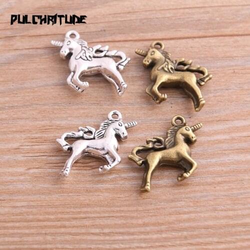 6PCS 21*25mm New Product Two Color Horse Charms Animal Pendant Jewelry Metal Alloy Jewelry Marking