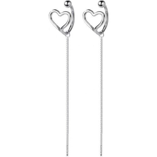 925 Sterling Silver Love Heart Ear Cuff Clip Earrings Without Piercing For Women Minimalist Jewelry Earcuffs S-E1052