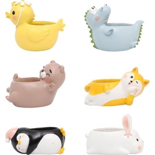 Cute Animals Resin Flowerpot Home Garden Mini Bonsai Cactus Planter Pots Succulent Plant Flower Pot Wedding Birthday Gift