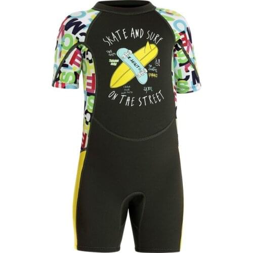 2.5mm Childrens Sunscreen Quick Diving Short Sleeve Diving Swimwear One Piece Suits