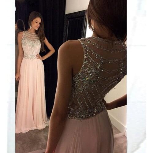 ANGELSBRIDEP High-Neck Long Evening Party Dresses Soiree Robe Sexy See-Thourgh Back Floor-Length Formal Cinderella Prom Dress