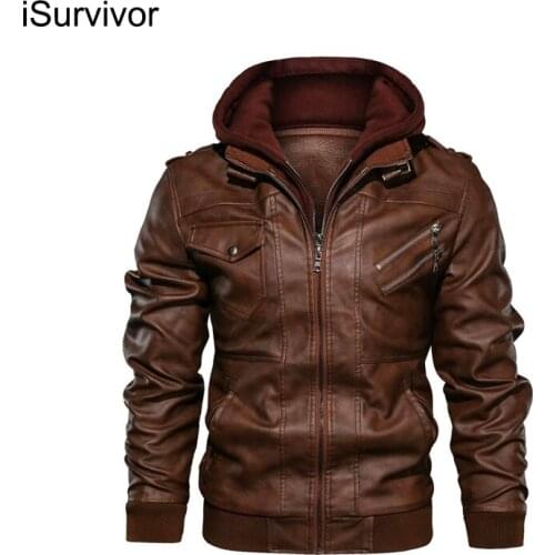 ISurvivor 2021 Newest Style Men Autumn Winter Zipper Casual Formal PU Leather Jacket Coat Motorcycle Biker Outwear Plus Size